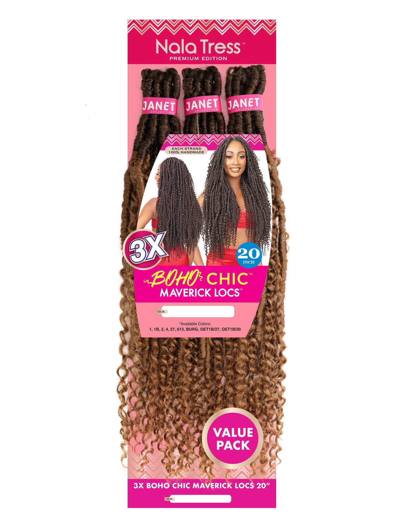3X Boho Chic Maverick Loc 20′′ - Janet Collection