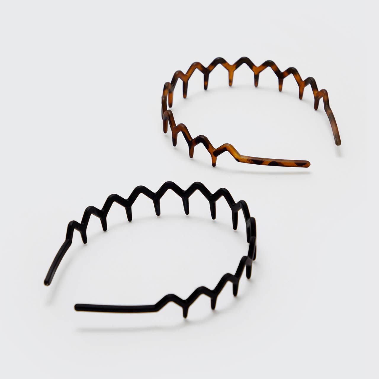 Zig Zag Headband 2-Pack for Hair Styling - Black & Tortoise
