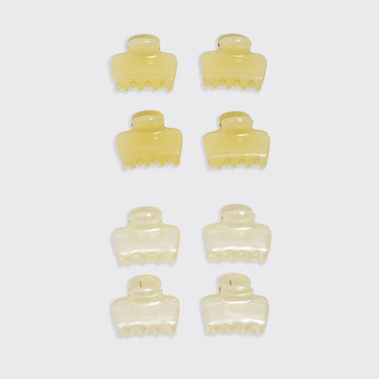 KITSCH Mini Jelly Cloud Hair Clips 8-Pack - Pearlized Cream & Butter Yellow
