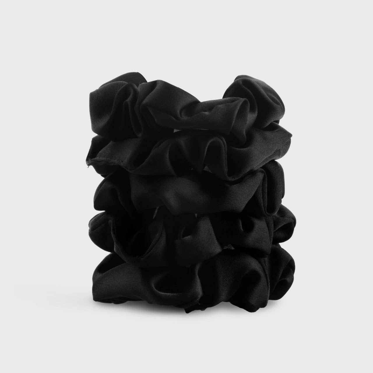 Satin Sleep Scrunchies 5-Pack for Hair Protection - Black