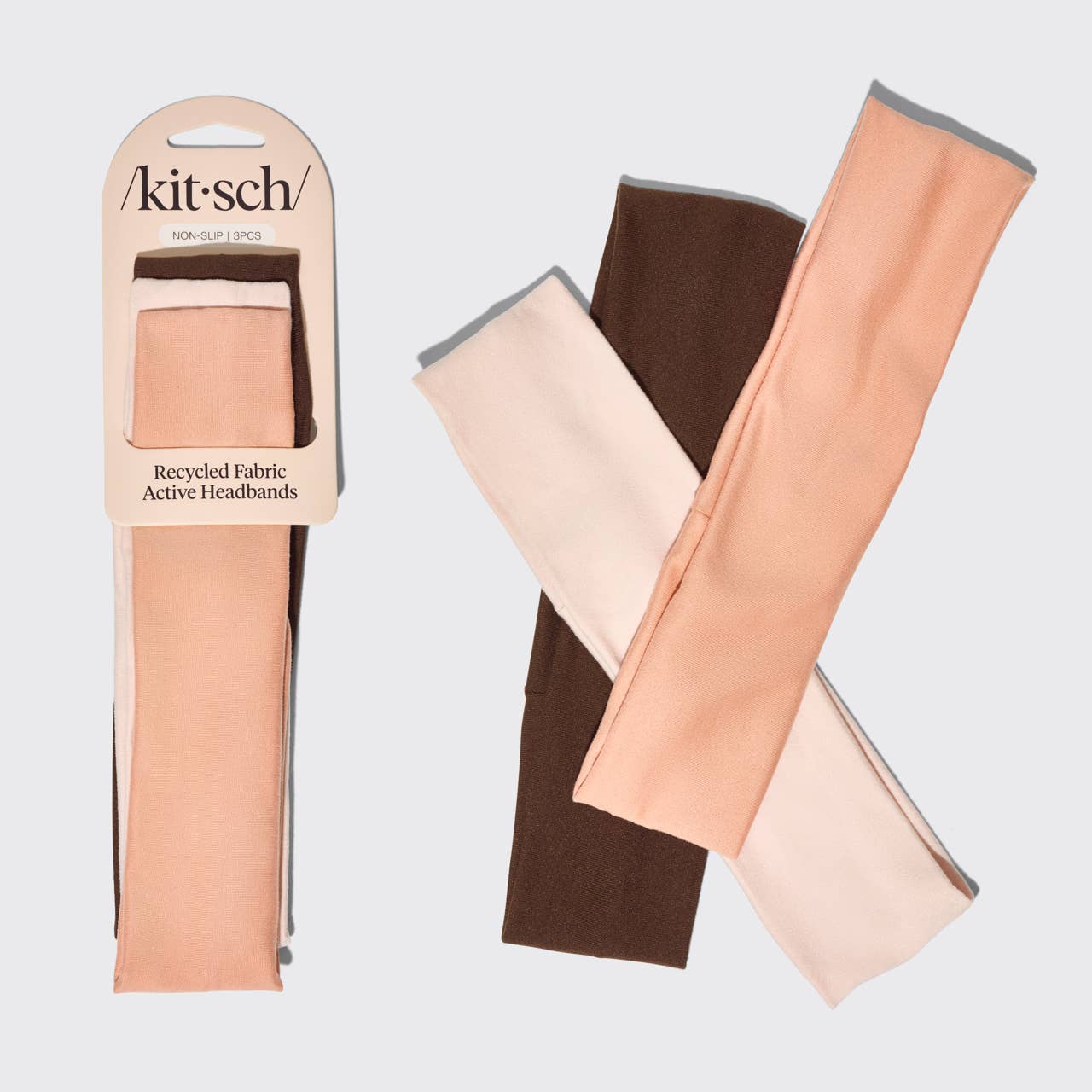 KITSCH Recycled Fabric Active Headbands 3-Pack - Rosewood