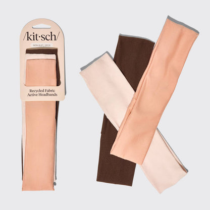 KITSCH Recycled Fabric Active Headbands 3-Pack - Rosewood