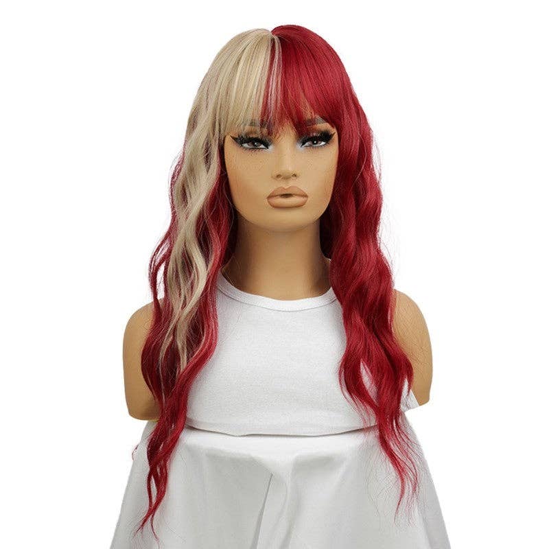 Colorful Bangs Long Wave Synthetic Wig with Bangs 26" - Style 3