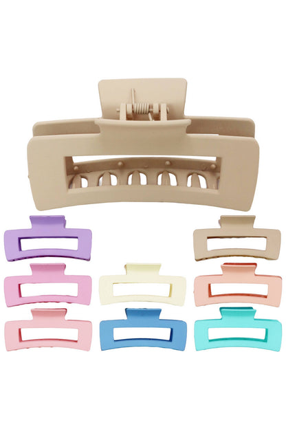 Wide Block Matte Solid Y2K Hair Claw Clips 12-Pack Assorted