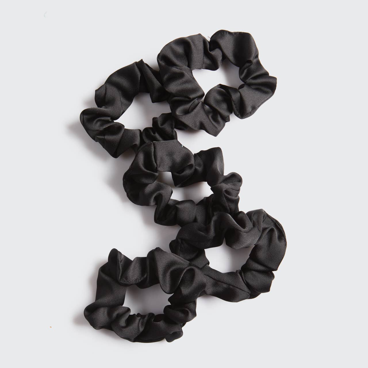 Satin Sleep Scrunchies 5-Pack for Hair Protection - Black