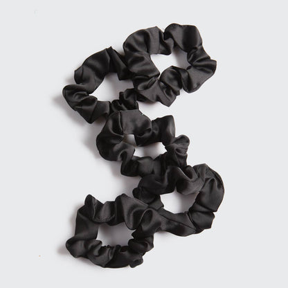 Satin Sleep Scrunchies 5-Pack for Hair Protection - Black