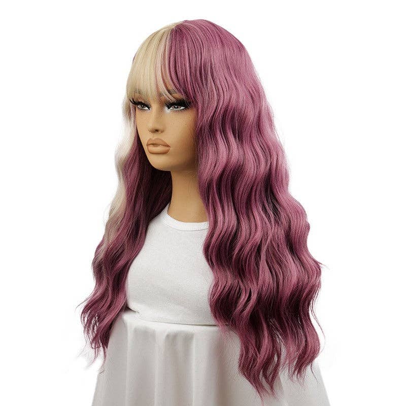 Colorful Bangs Long Wave Synthetic Wig with Bangs 26" - Style 1