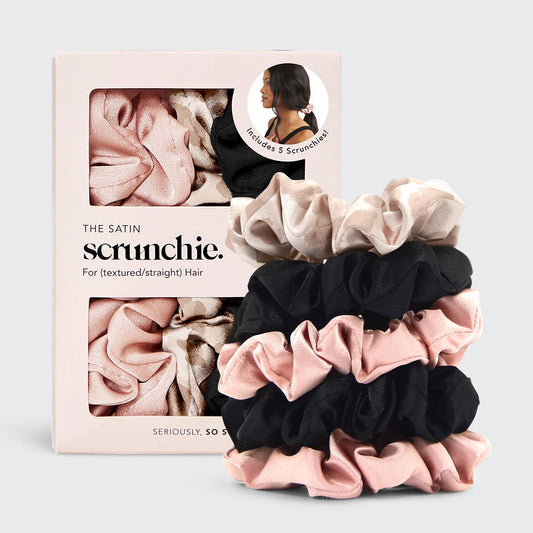 Satin Sleep Scrunchies 5-Pack for Hair Protection - Assorted Colors