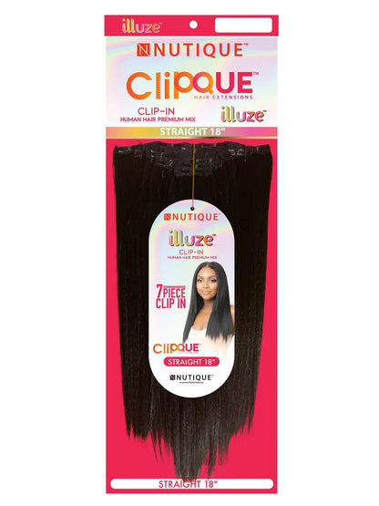 Illuze Human Hair Straight Clip-In Hair Extensions 18"