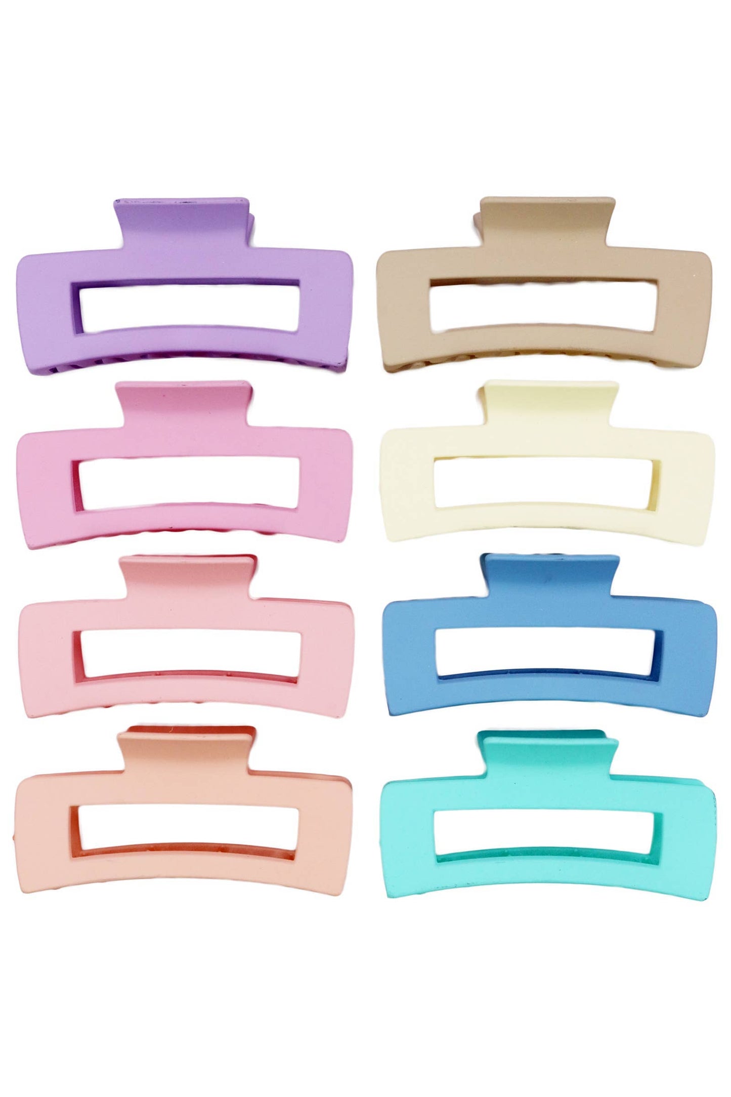 Wide Block Matte Solid Y2K Hair Claw Clips 12-Pack Assorted