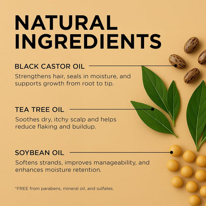 Black Castor Miracle Hair & Scalp Sealing Oil – Hair Oil with Black Castor, Tea Tree & Soybean Oil for Moisture Lock, Scalp Relief & Growth Support | 6Oz (Pack of 3)
