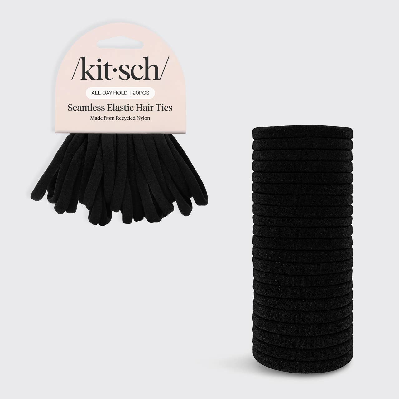 KITSCH Eco-Friendly Nylon Hair Elastics 20-Pack - Black