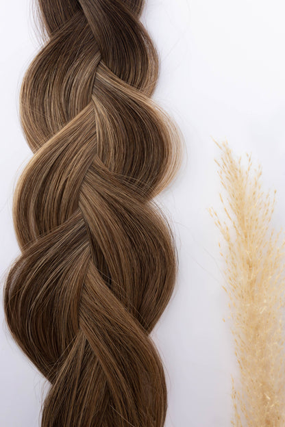 Cinnamon Bun Seamless Weft Human Hair Extensions 20" - 50g