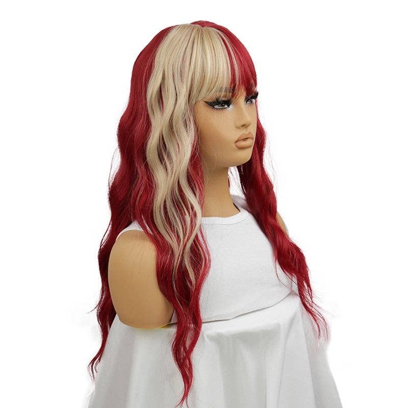 Colorful Bangs Long Wave Synthetic Wig with Bangs 26" - Style 3