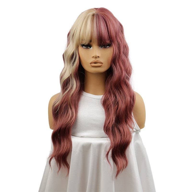 Colorful Bangs Long Wave Synthetic Wig with Bangs 26" - Style 3