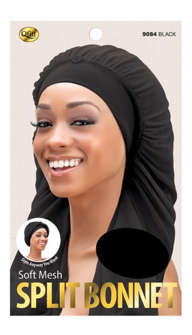 Qfitt Soft Mesh Split Bonnet Black